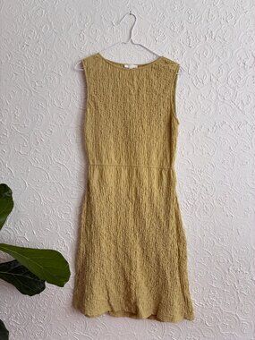 All:Row Green Crinkle Sleeveless Mini Dress